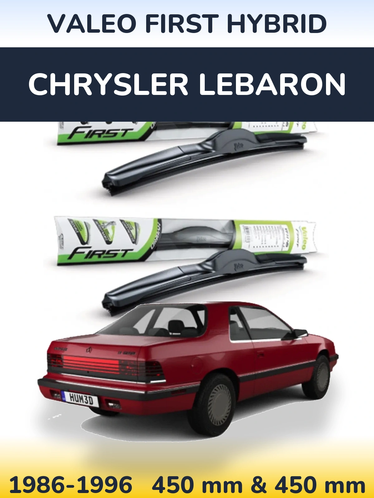 Komplet przednich wycieraczek Valeo First Hybrid 450 & 450 mm do Chrysler LeBaron 1986-1996