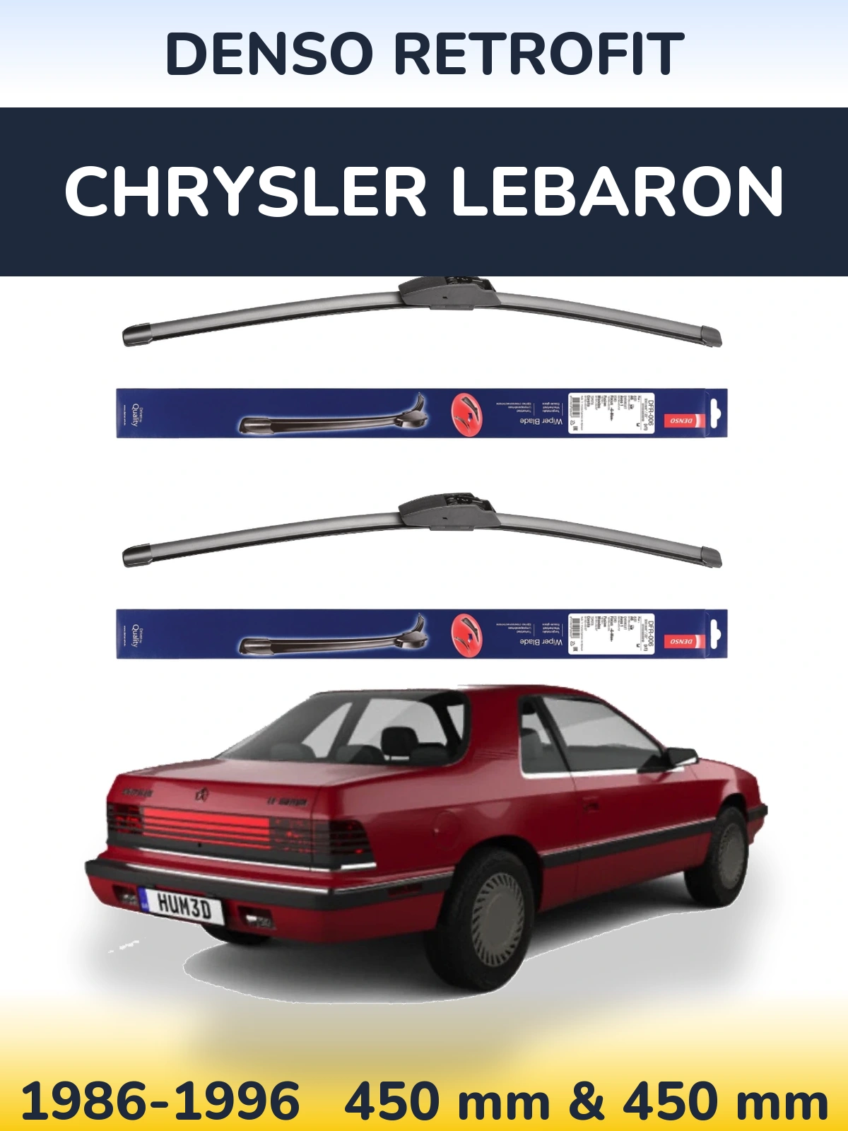 Комплект передних дворников Denso Retrofit 450 & 450 мм для Chrysler LeBaron 1986-1996