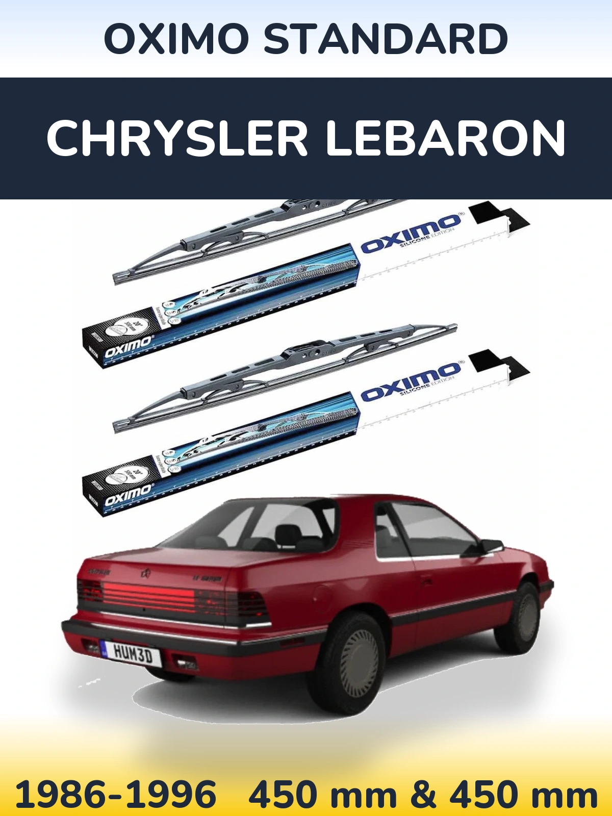 Front wiper blade set Oximo Standard 450 & 450 mm for Chrysler LeBaron 1986-1996