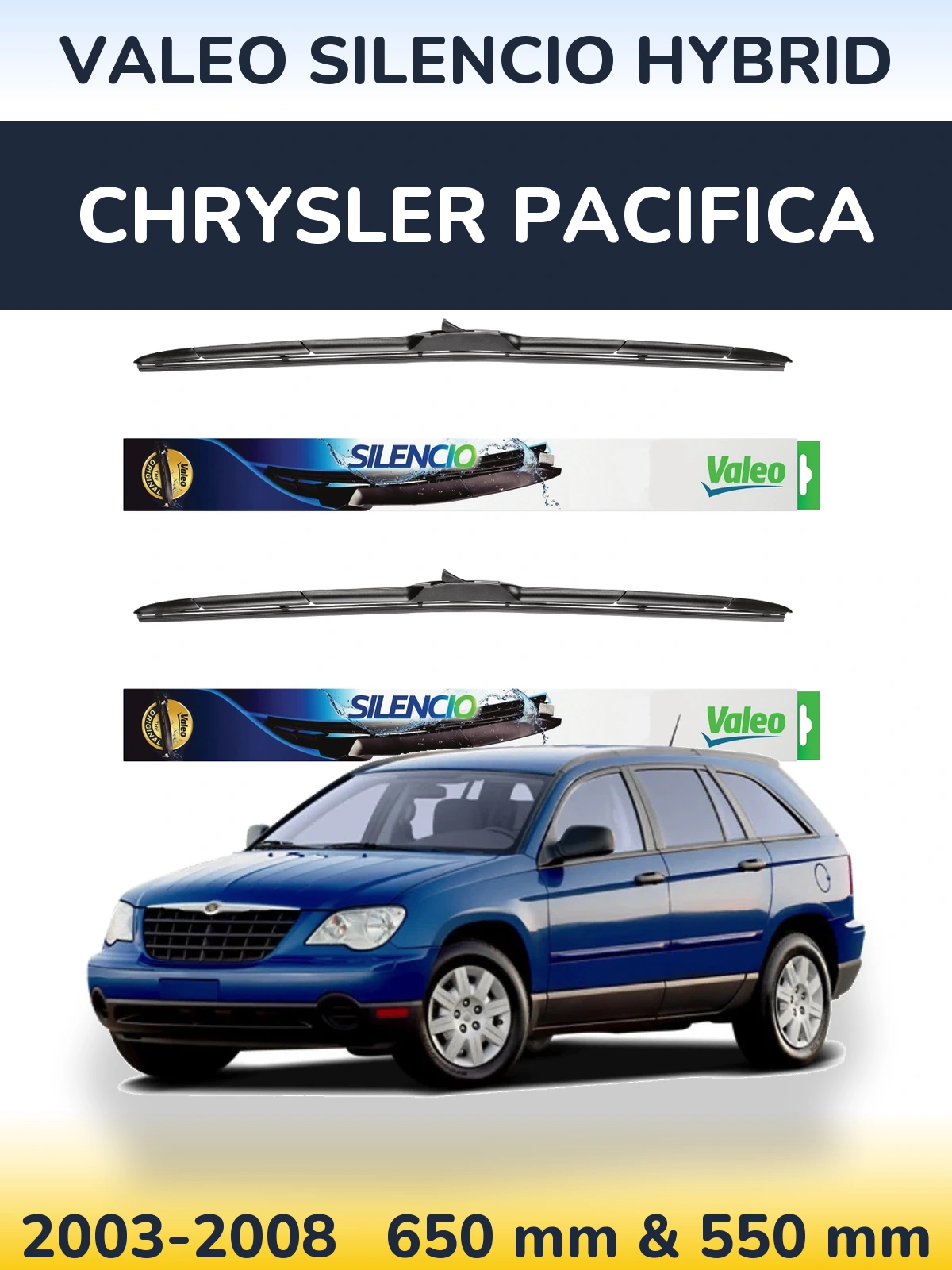 Комплект передніх щіток Valeo Silencio Hybrid 650 & 550 мм для Chrysler Pacifica 2003-2008