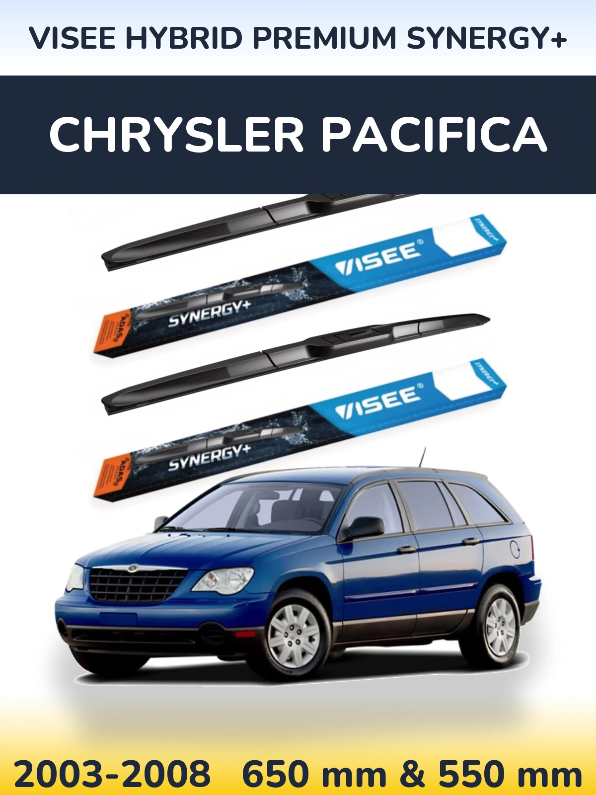 Komplet przednich wycieraczek VISEE HYBRID PREMIUM SYNERGY+ 650 & 550 mm do Chrysler Pacifica 2003-2008