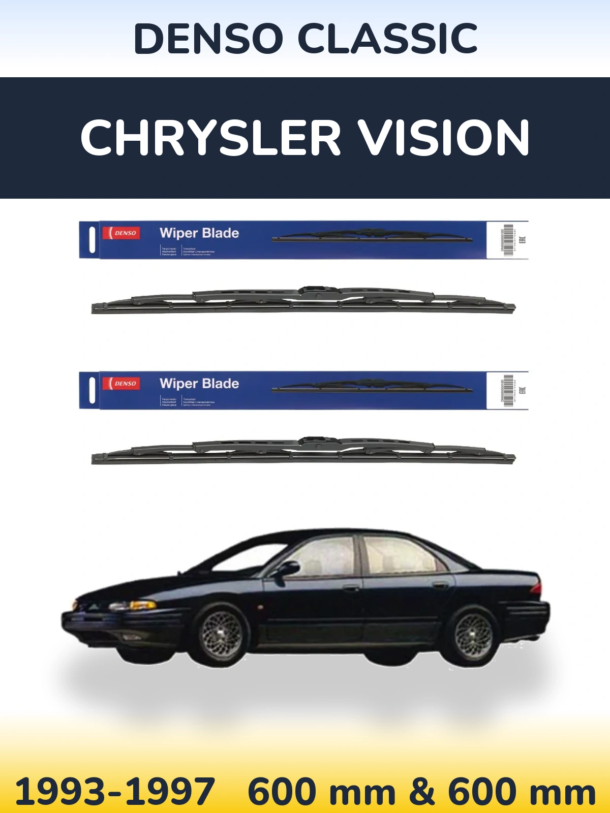 Komplet przednich wycieraczek Denso Classic 600 & 600 mm do Chrysler Vision 1993-1997