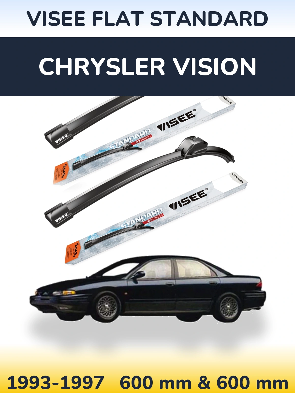 Комплект передніх щіток VISEE FLAT STANDARD 600 & 600 мм для Chrysler Vision 1993-1997