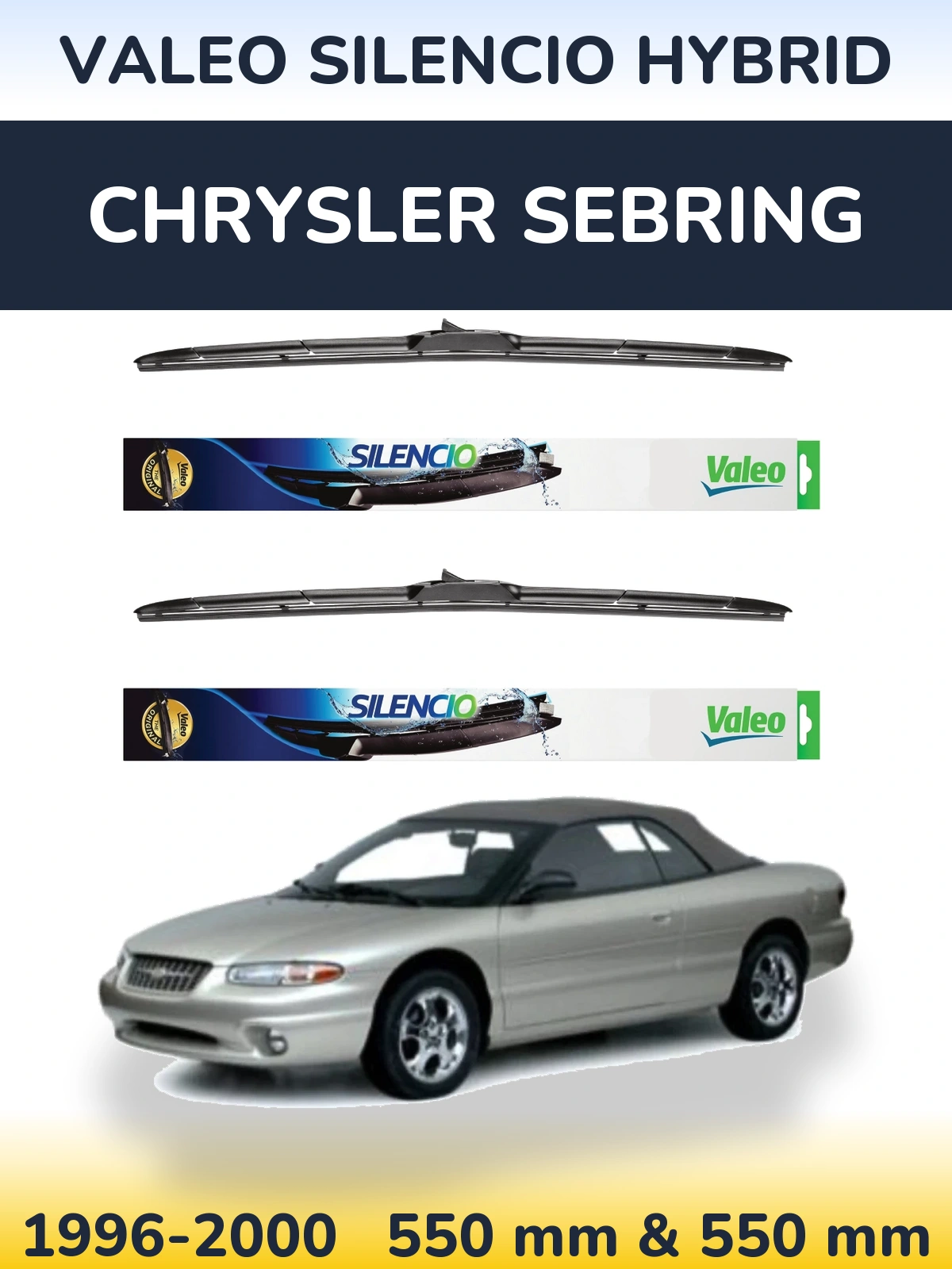 Комплект передніх щіток Valeo Silencio Hybrid 550 & 550 мм для Chrysler Sebring 1996-2000
