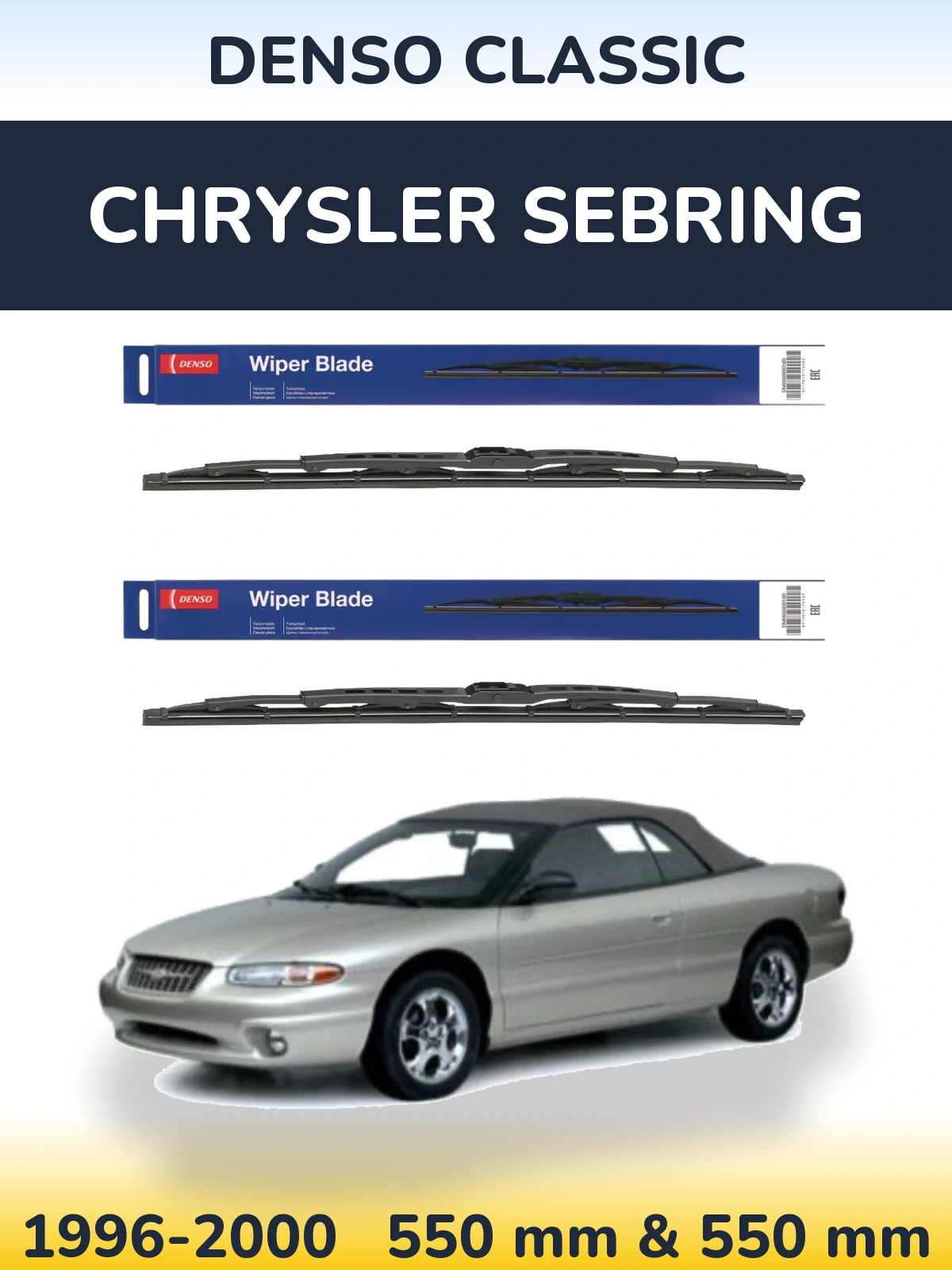 Komplet przednich wycieraczek Denso Classic 550 & 550 mm do Chrysler Sebring 1996-2000