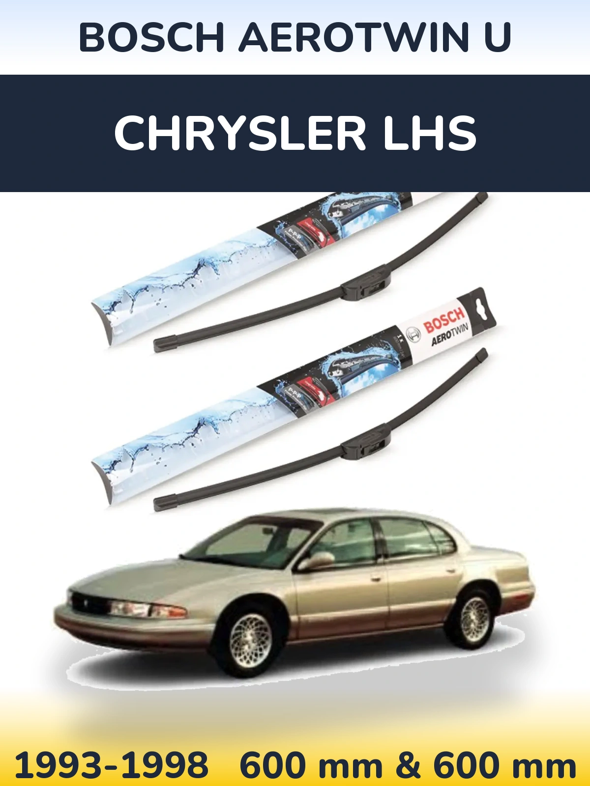 Комплект передних дворников BOSCH AeroTwin U 600 & 600 мм для Chrysler LHS 1993-1998