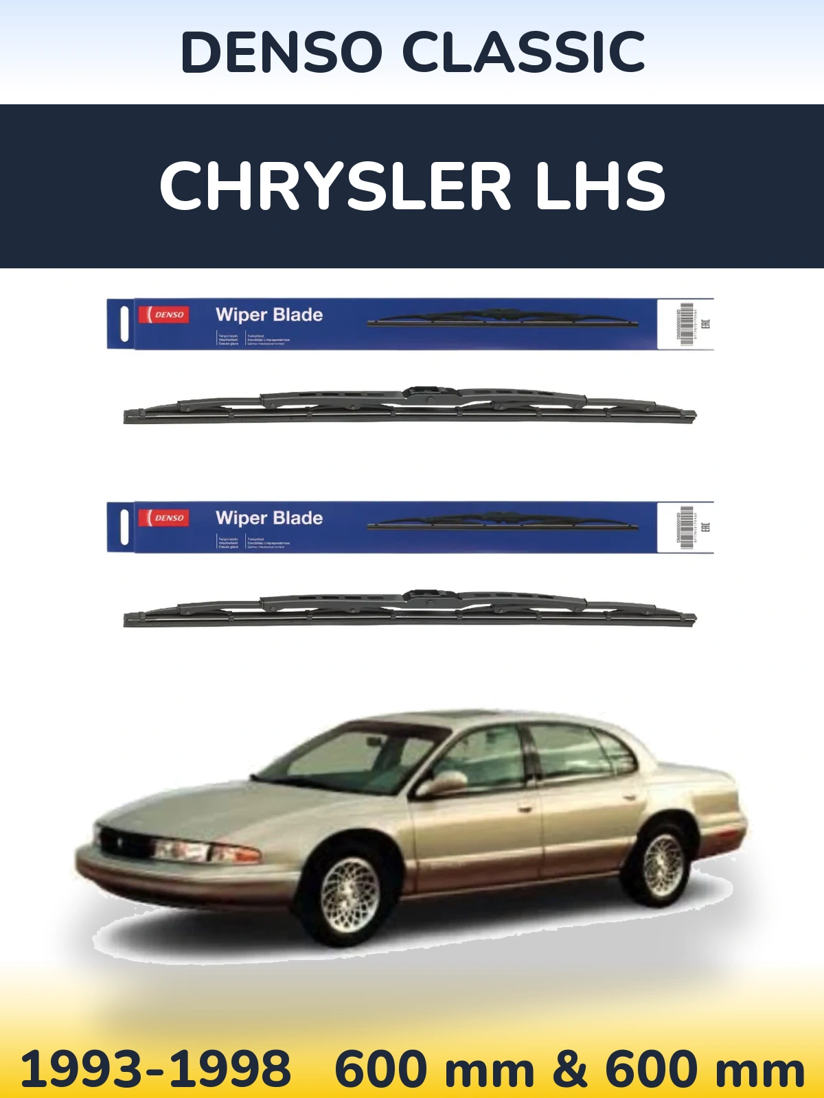 Комплект передних дворников Denso Classic 600 & 600 мм для Chrysler LHS 1993-1998