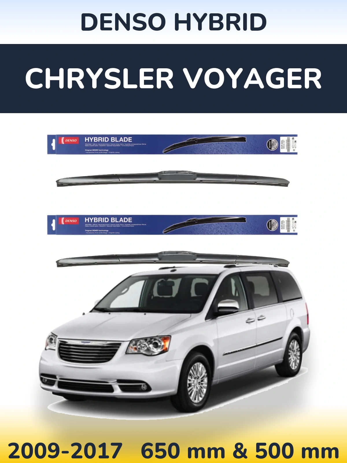 Komplet przednich wycieraczek Denso Hybrid 650 & 500 mm do Chrysler Voyager 2009-2017