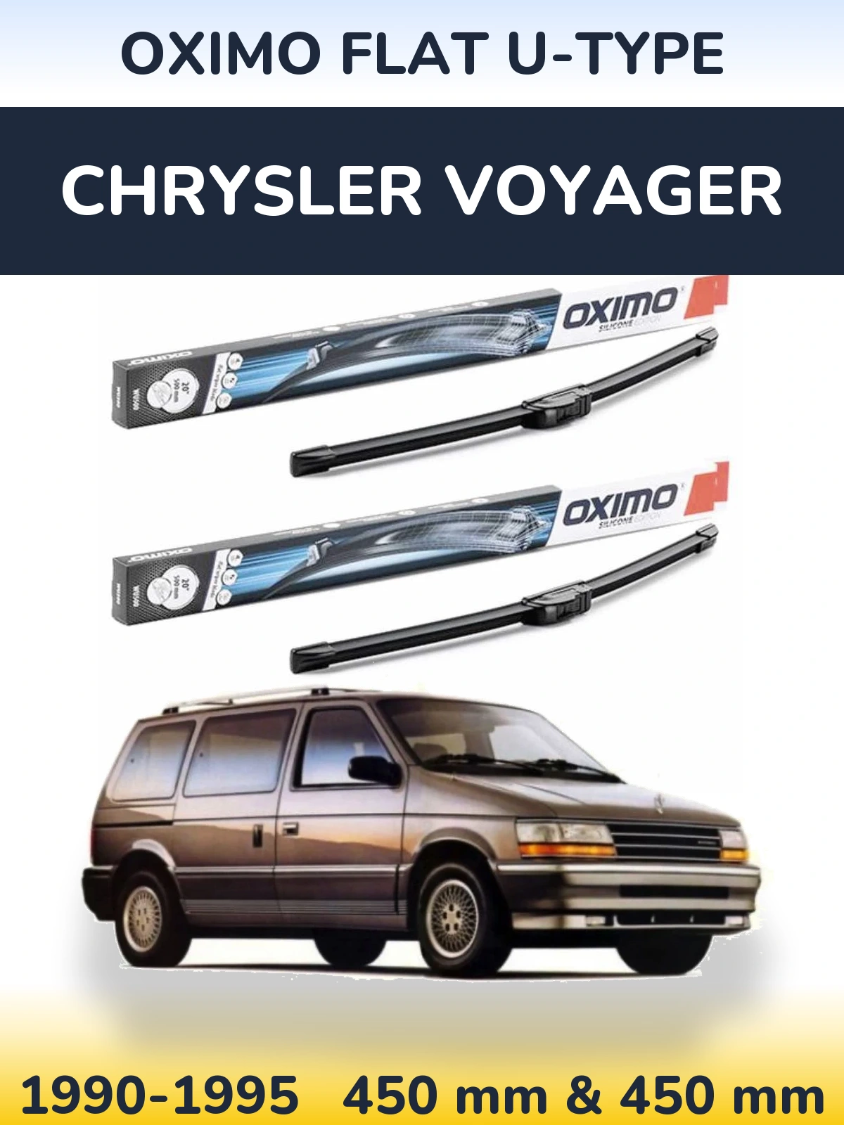 Комплект передних дворников Oximo Flat U-type 450 & 450 мм для Chrysler Voyager 1990-1995