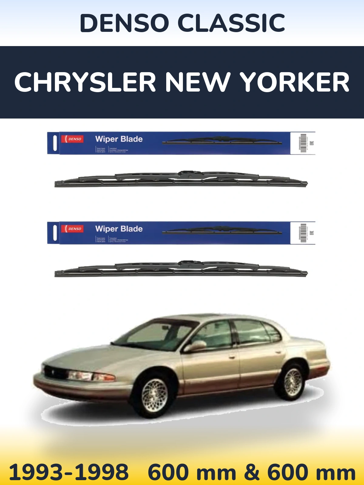 Комплект передних дворников Denso Classic 600 & 600 мм для Chrysler New Yorker 1993-1998
