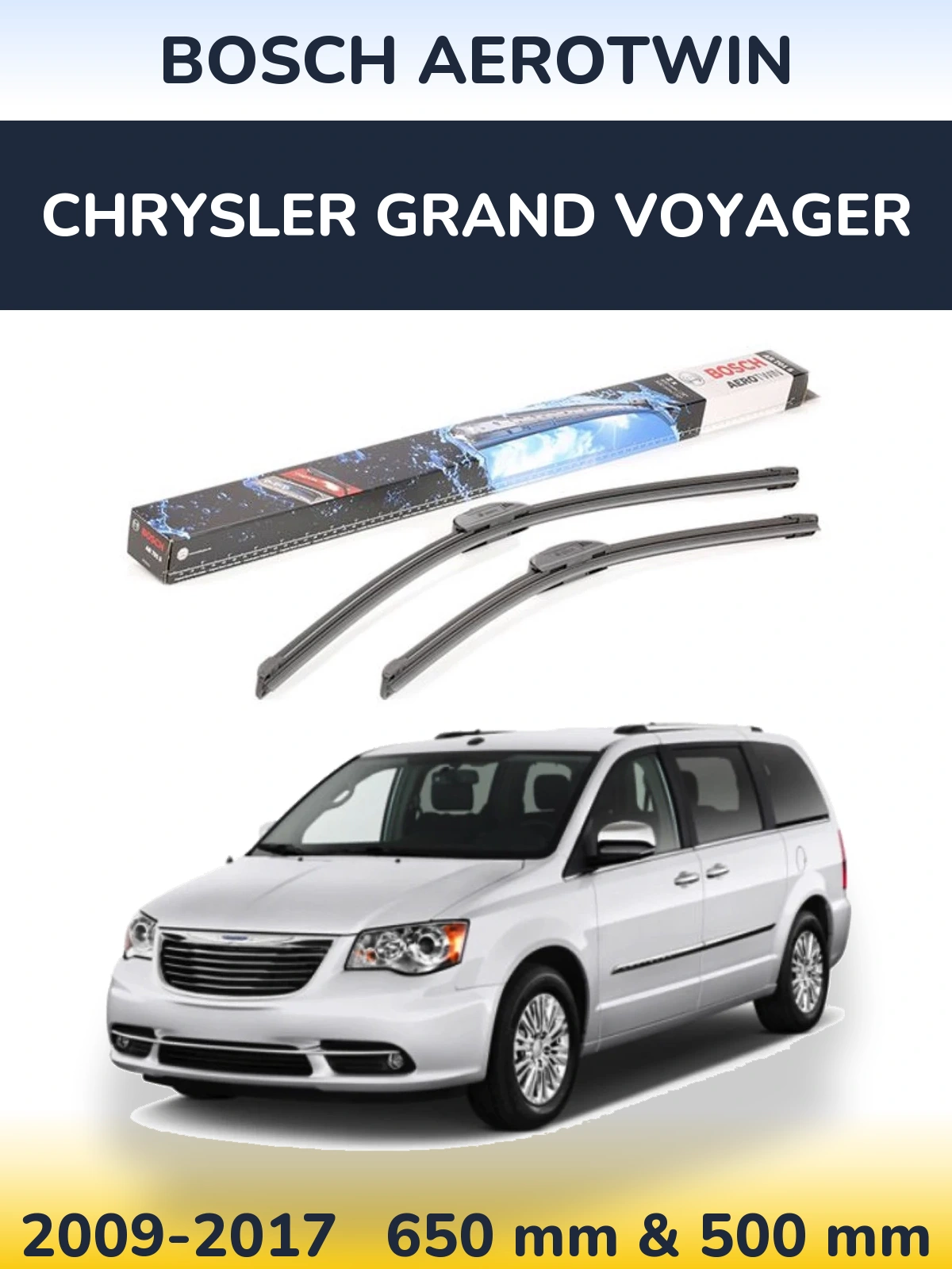 Komplet przednich wycieraczek BOSCH AeroTwin 650 & 500 mm do Chrysler Grand Voyager 2009-2017