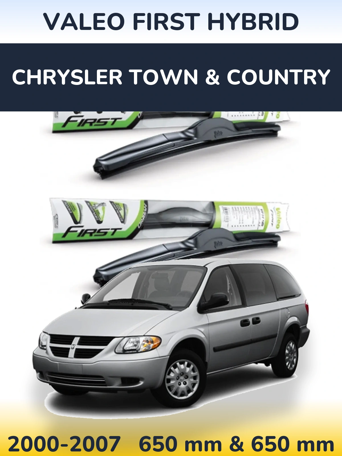 Комплект передніх щіток Valeo First Hybrid 650 & 650 мм для Chrysler Town & Country 2000-2007
