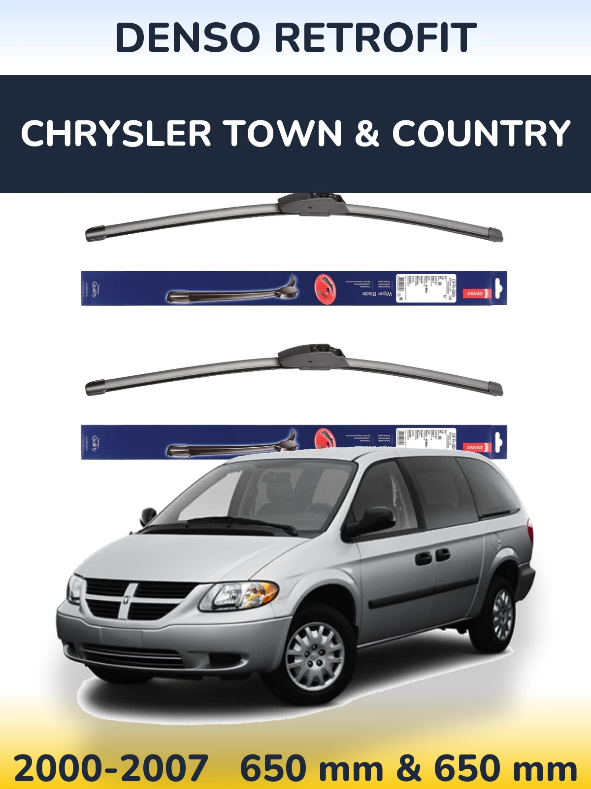 Комплект передніх щіток Denso Retrofit 650 & 650 мм для Chrysler Town & Country 2000-2007