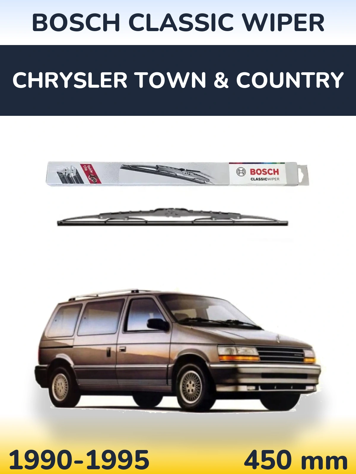 Rear wiper blade BOSCH Classic Wiper 450 mm for Chrysler Town & Country 1990-1995