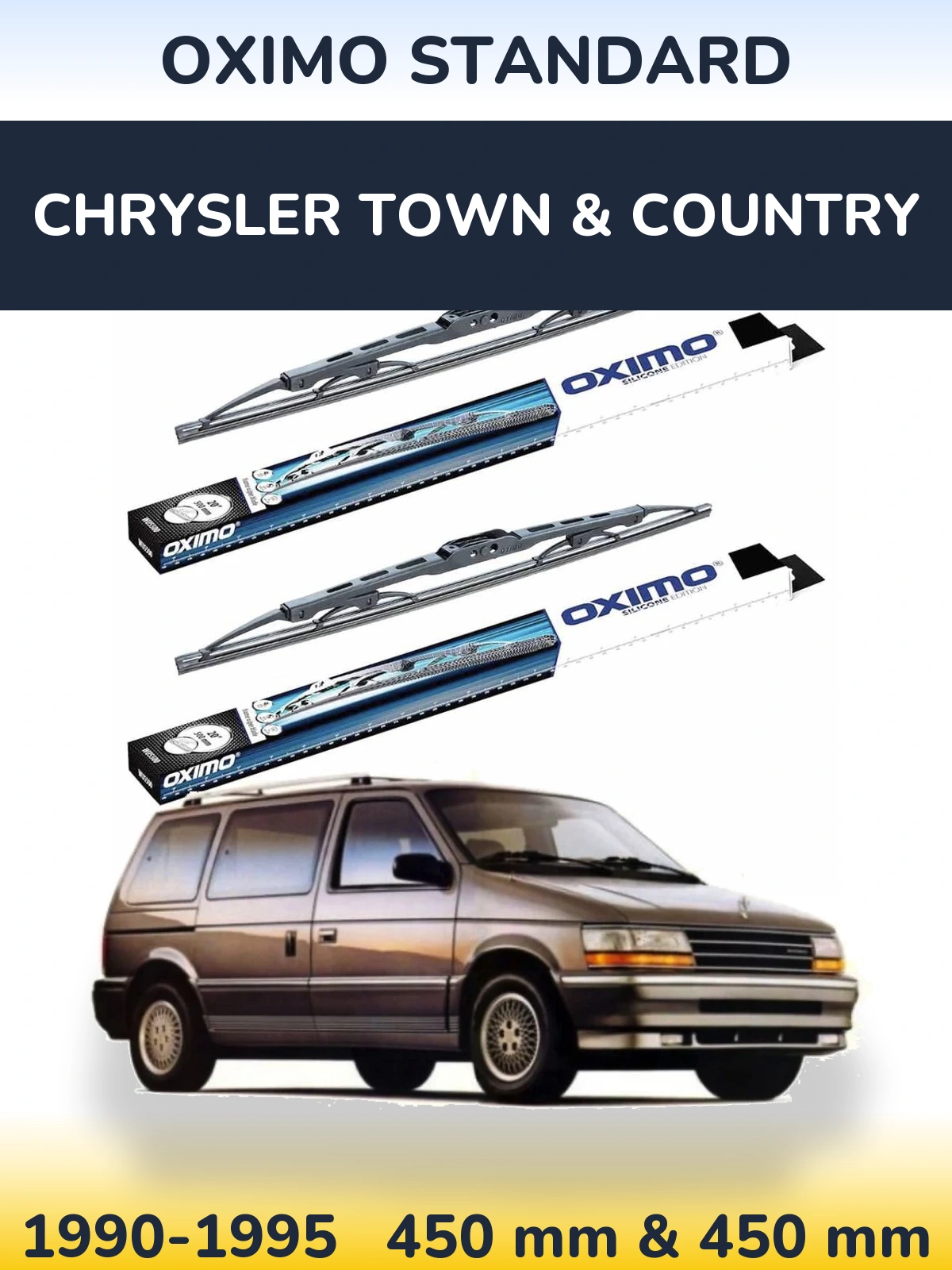 Komplet przednich wycieraczek Oximo Standard 450 & 450 mm do Chrysler Town & Country 1990-1995