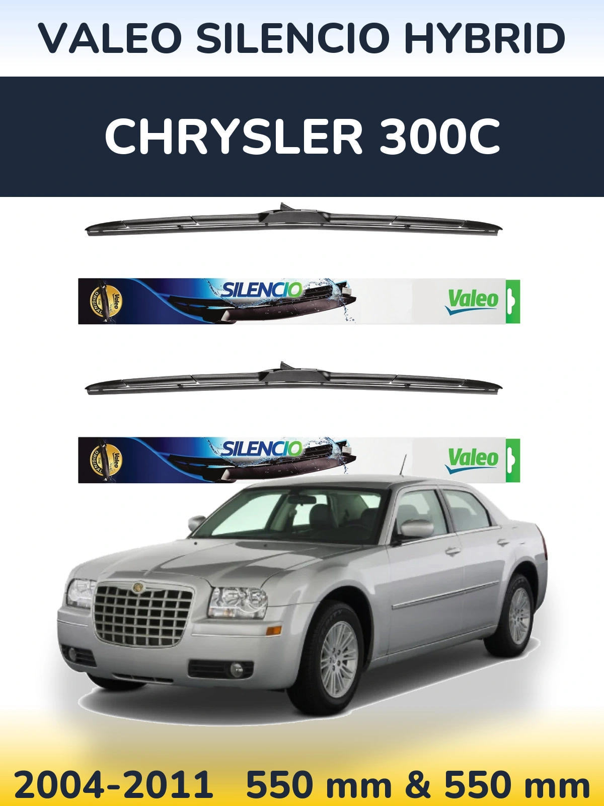 Комплект передних дворников Valeo Silencio Hybrid 550 & 550 мм для Chrysler 300C 2004-2011