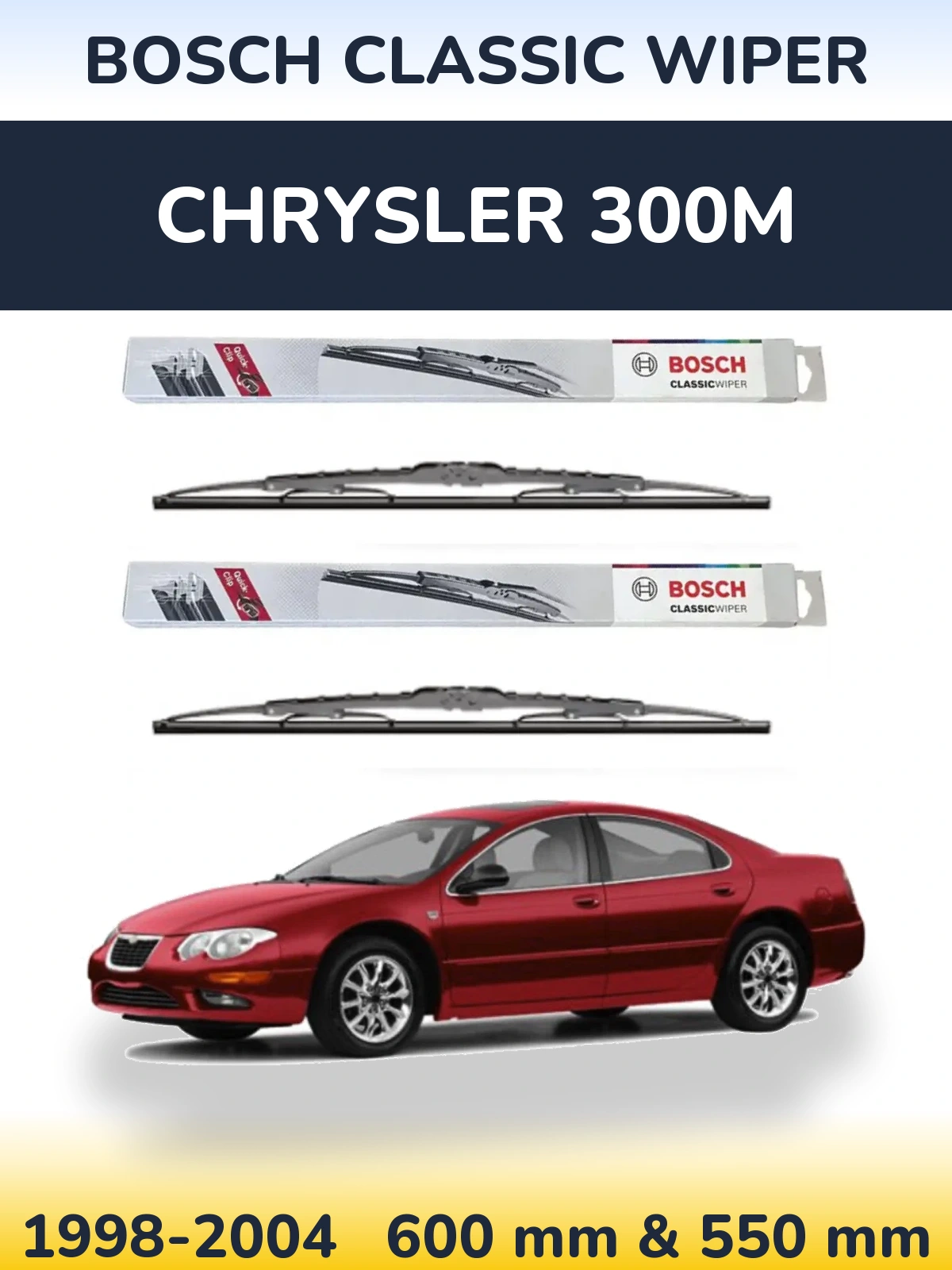Комплект передніх щіток BOSCH Classic Wiper 600 & 550 мм для Chrysler 300M 1998-2004