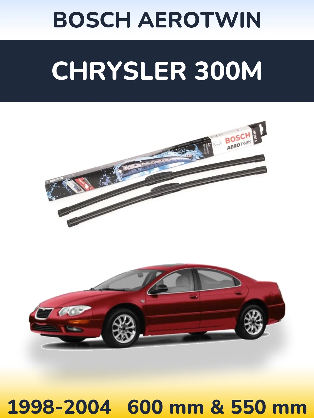 Front wiper blade set BOSCH AeroTwin 600 & 550 mm for Chrysler 300M 1998-2004