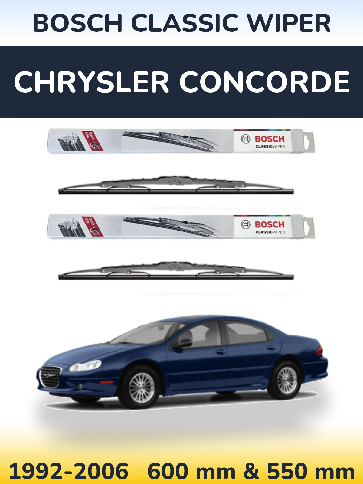 Komplet przednich wycieraczek BOSCH Classic Wiper 600 & 550 mm do Chrysler Concorde 1992-2006