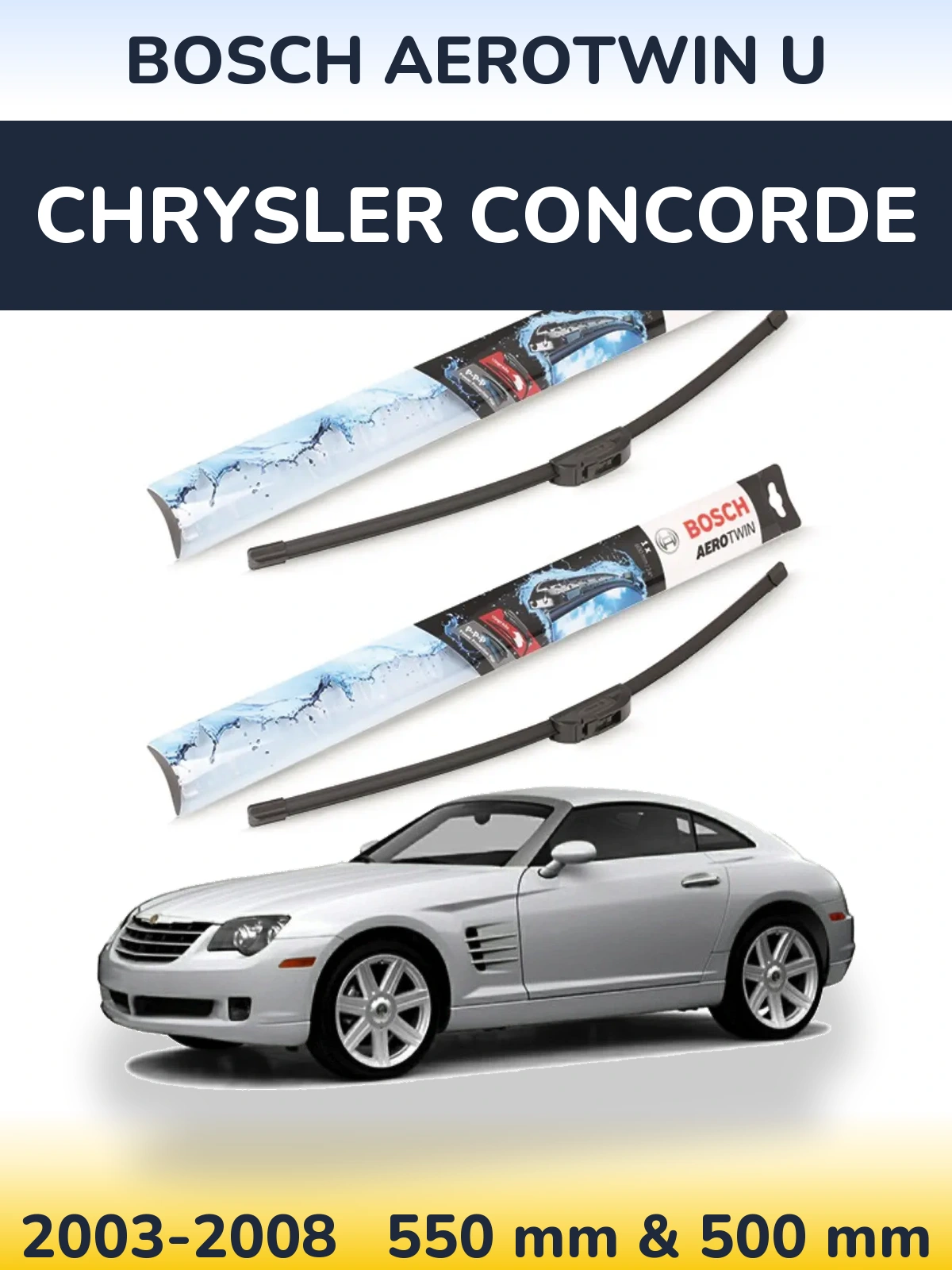 Комплект передних дворников BOSCH AeroTwin U 550 & 500 мм для Chrysler Concorde 2003-2008