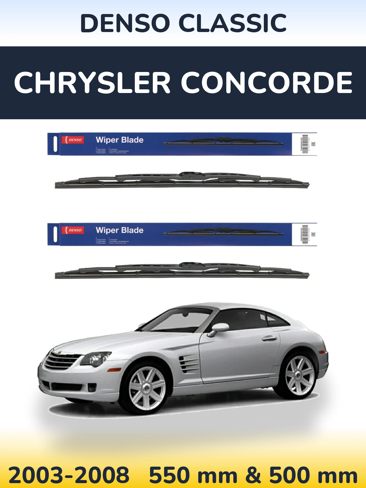 Komplet przednich wycieraczek Denso Classic 550 & 500 mm do Chrysler Concorde 2003-2008