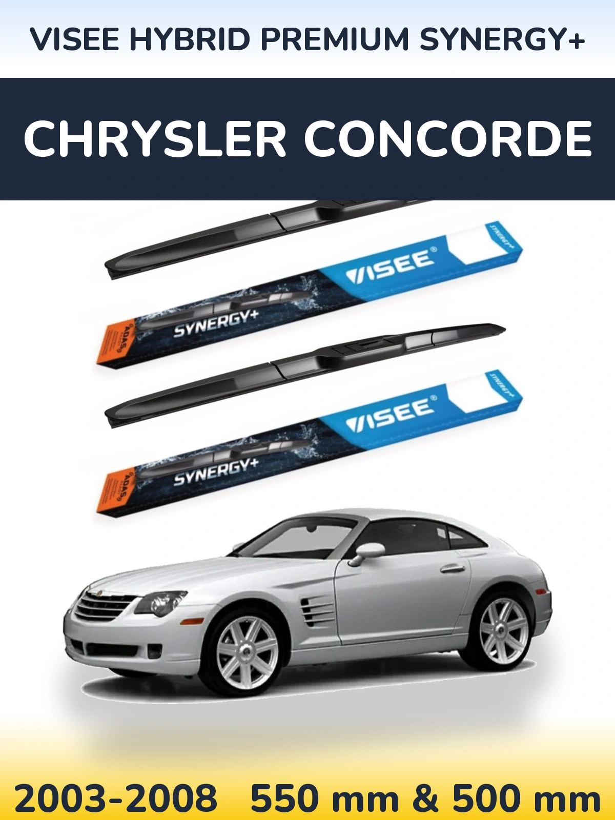 Комплект передних дворников VISEE HYBRID PREMIUM SYNERGY+ 550 & 500 мм для Chrysler Concorde 2003-2008