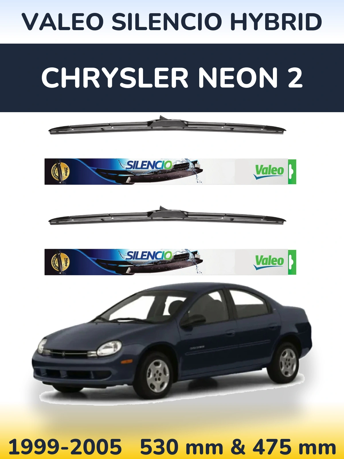 Комплект передних дворников Valeo Silencio Hybrid 530 & 475 мм для Chrysler Neon 2 1999-2005