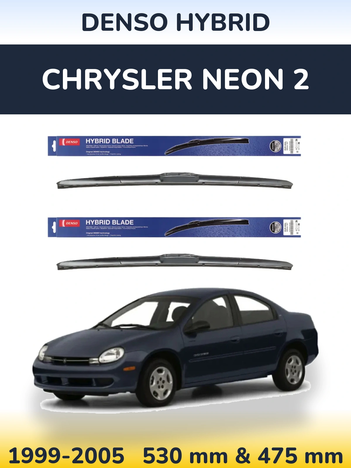 Komplet przednich wycieraczek Denso Hybrid 530 & 475 mm do Chrysler Neon 2 1999-2005