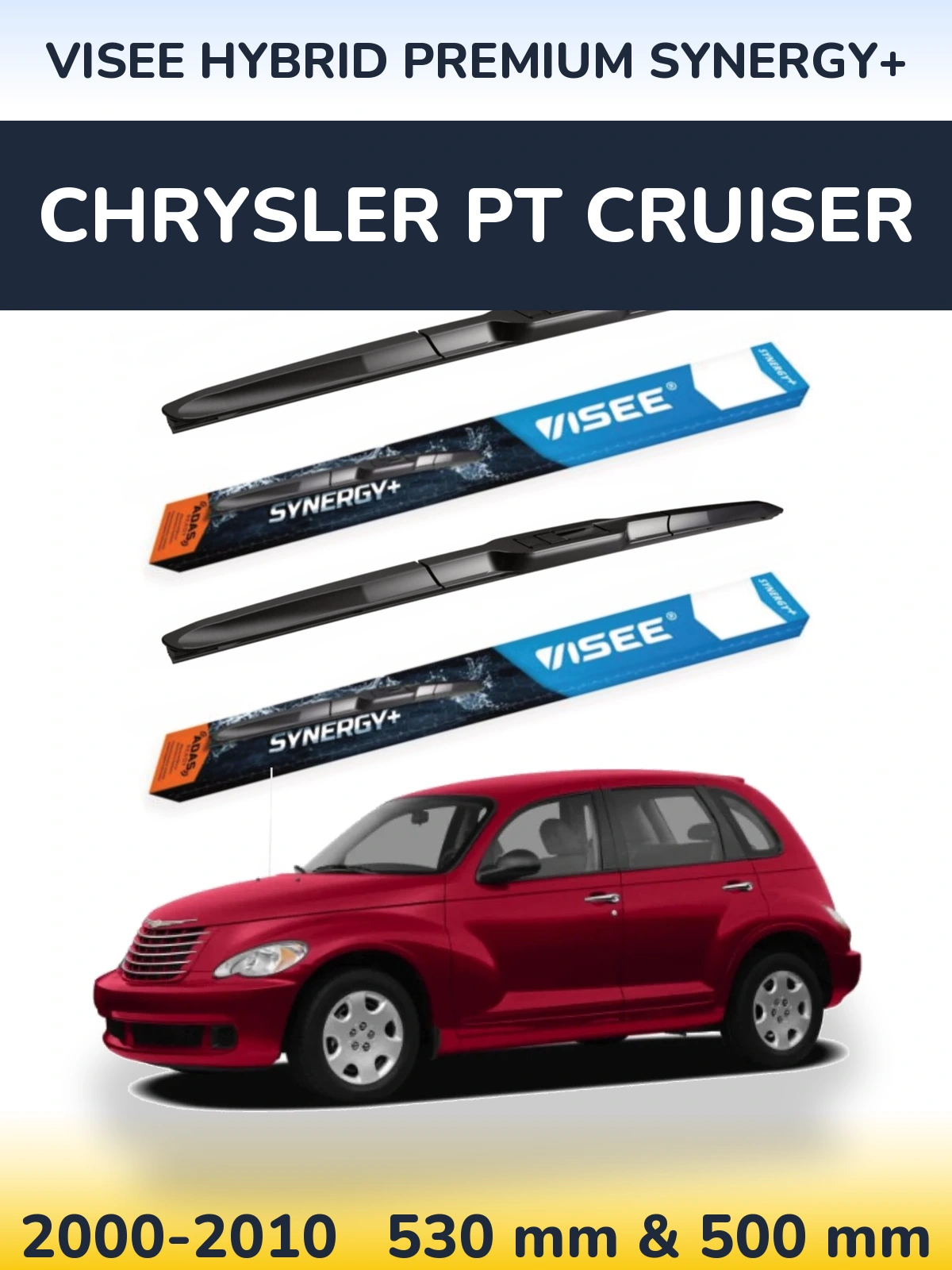 Комплект передних дворников VISEE HYBRID PREMIUM SYNERGY+ 530 & 500 мм для Chrysler PT Cruiser 2000-2010