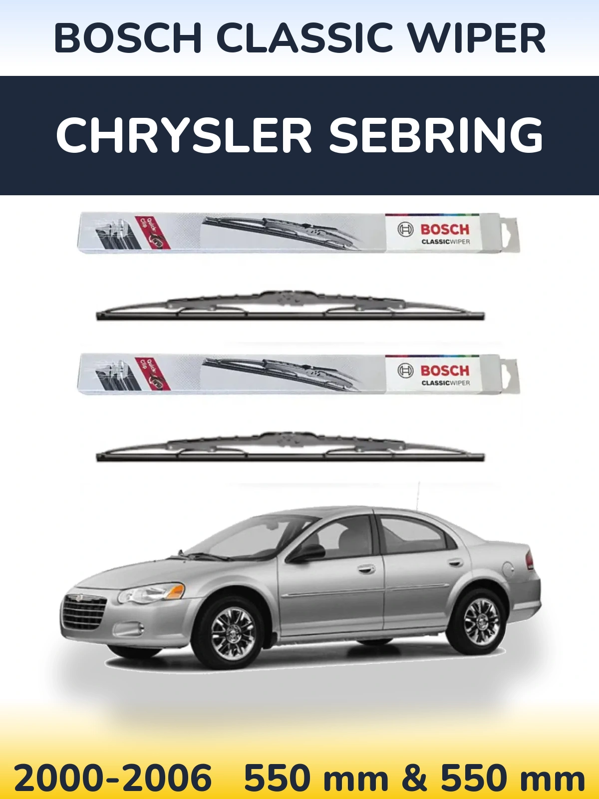 Komplet przednich wycieraczek BOSCH Classic Wiper 550 & 550 mm do Chrysler Sebring 2000-2006