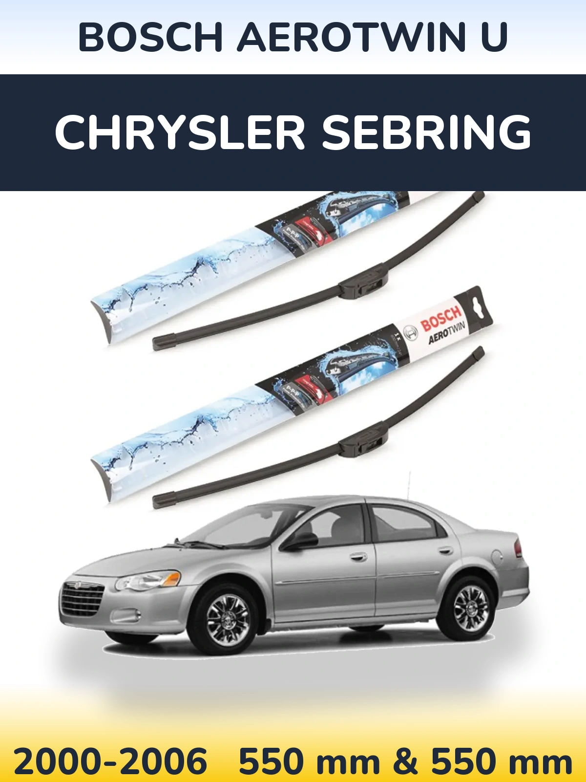 Komplet przednich wycieraczek BOSCH AeroTwin U 550 & 550 mm do Chrysler Sebring 2000-2006