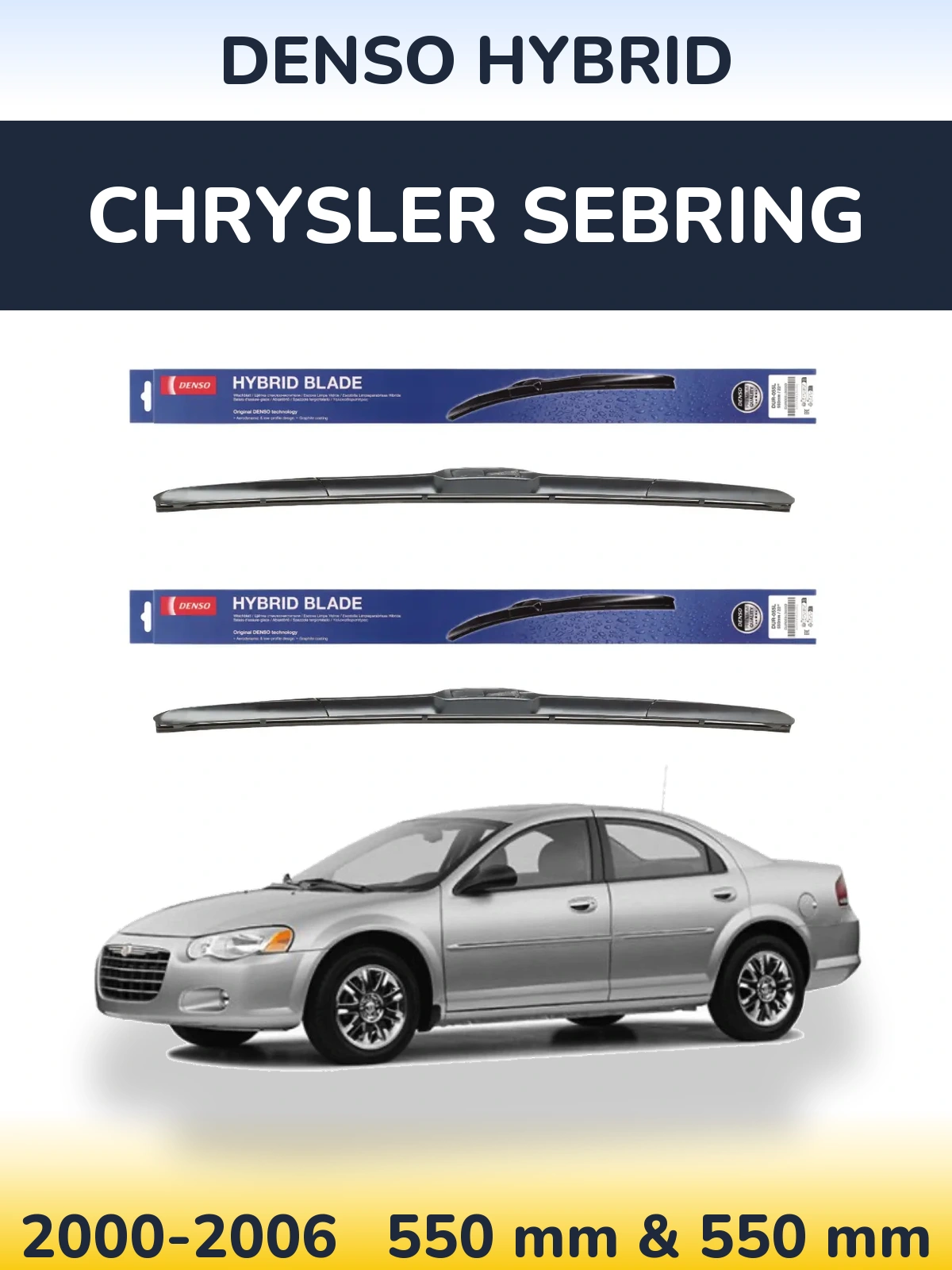 Komplet przednich wycieraczek Denso Hybrid 550 & 550 mm do Chrysler Sebring 2000-2006