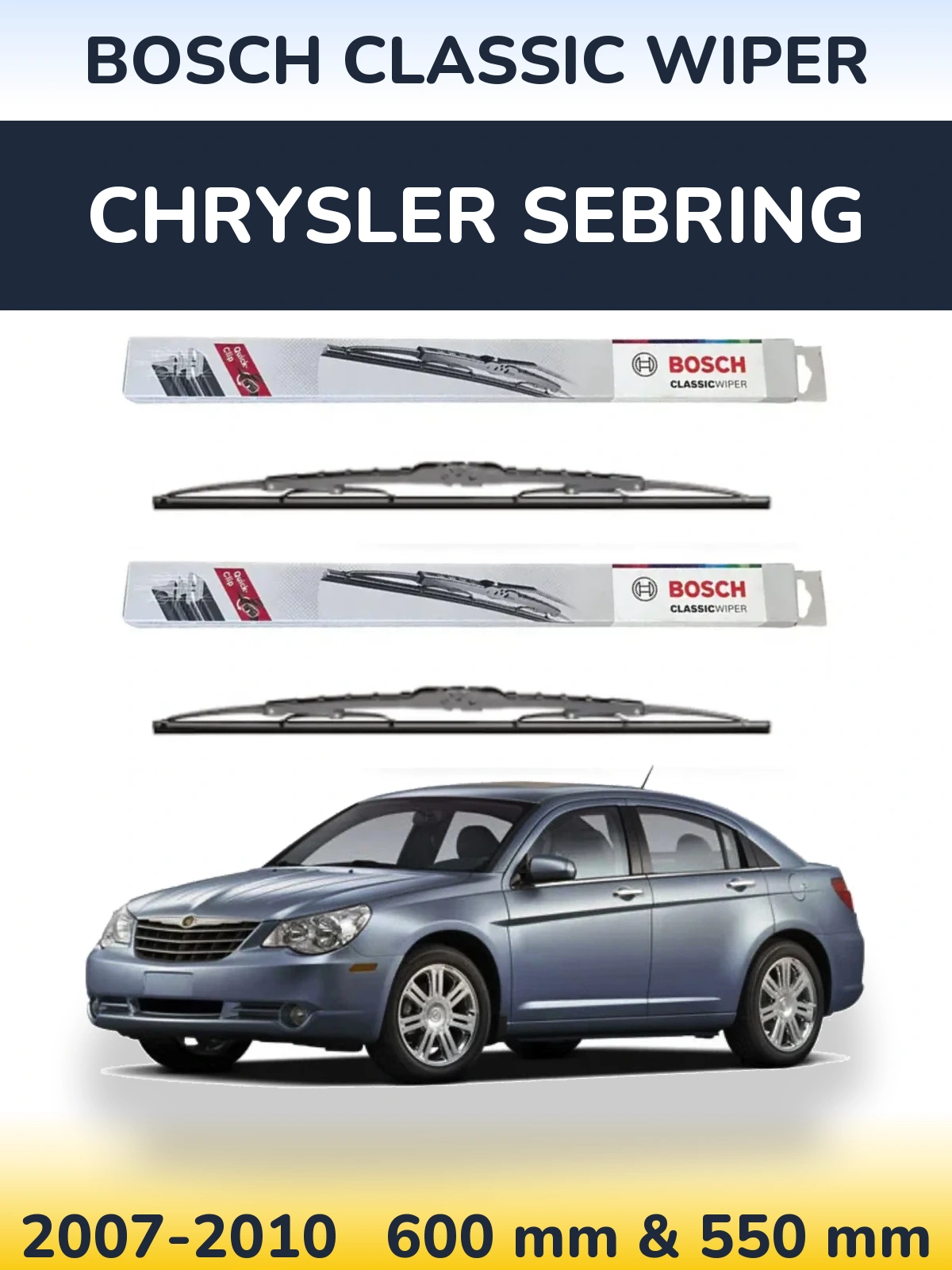 Комплект передних дворников BOSCH Classic Wiper 600 & 550 мм для Chrysler Sebring 2007-2010