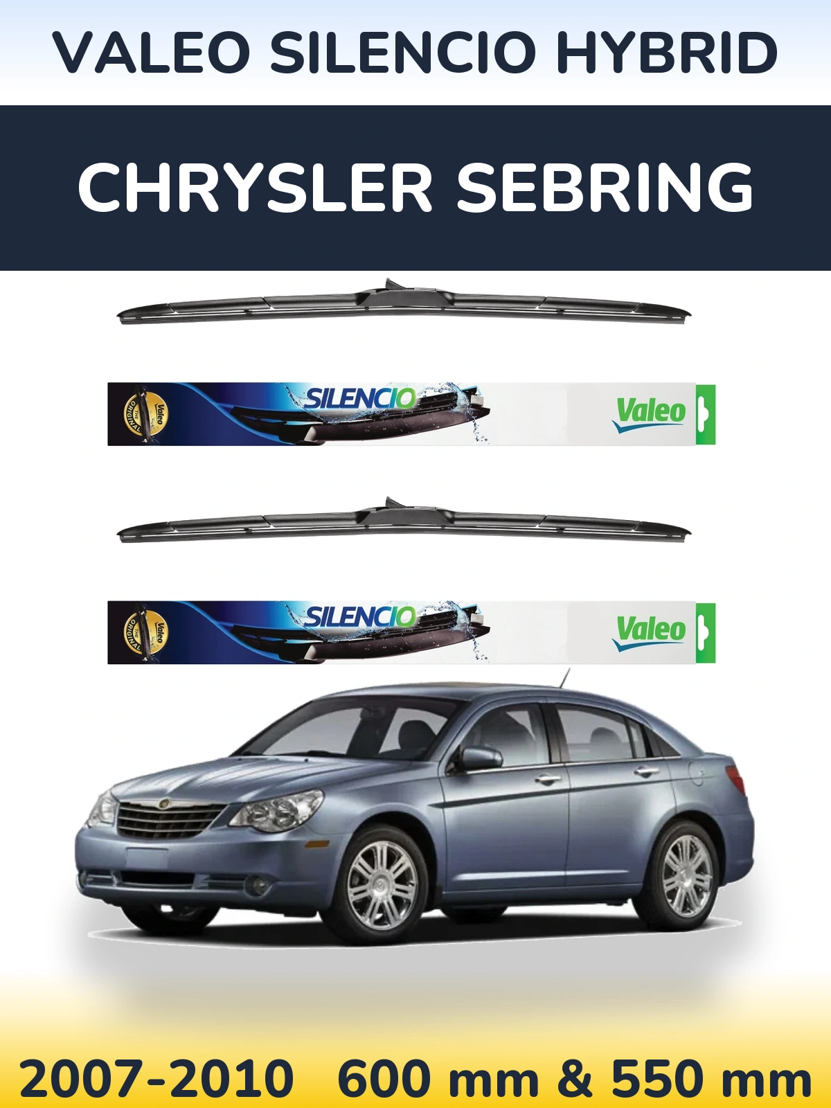 Комплект передних дворников Valeo Silencio Hybrid 600 & 550 мм для Chrysler Sebring 2007-2010