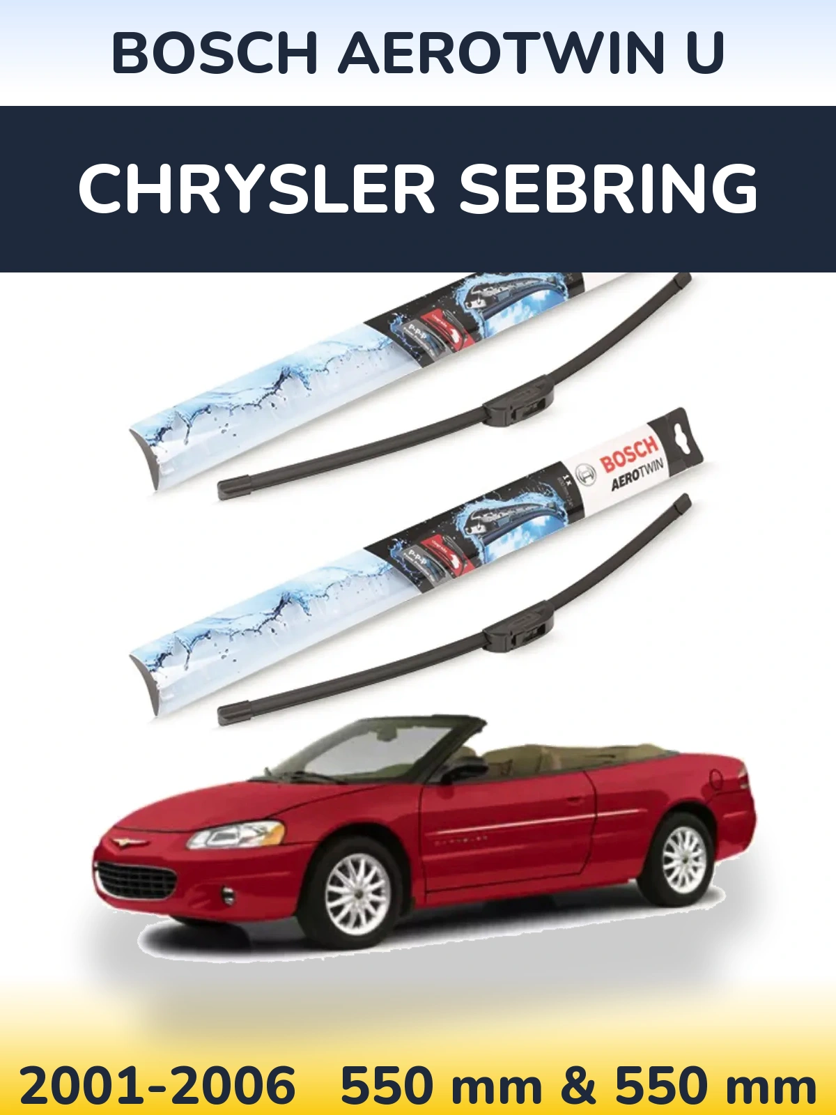 Комплект передних дворников BOSCH AeroTwin U 550 & 550 мм для Chrysler Sebring 2001-2006