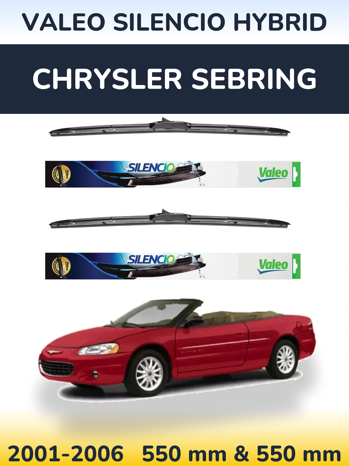 Комплект передних дворников Valeo Silencio Hybrid 550 & 550 мм для Chrysler Sebring 2001-2006