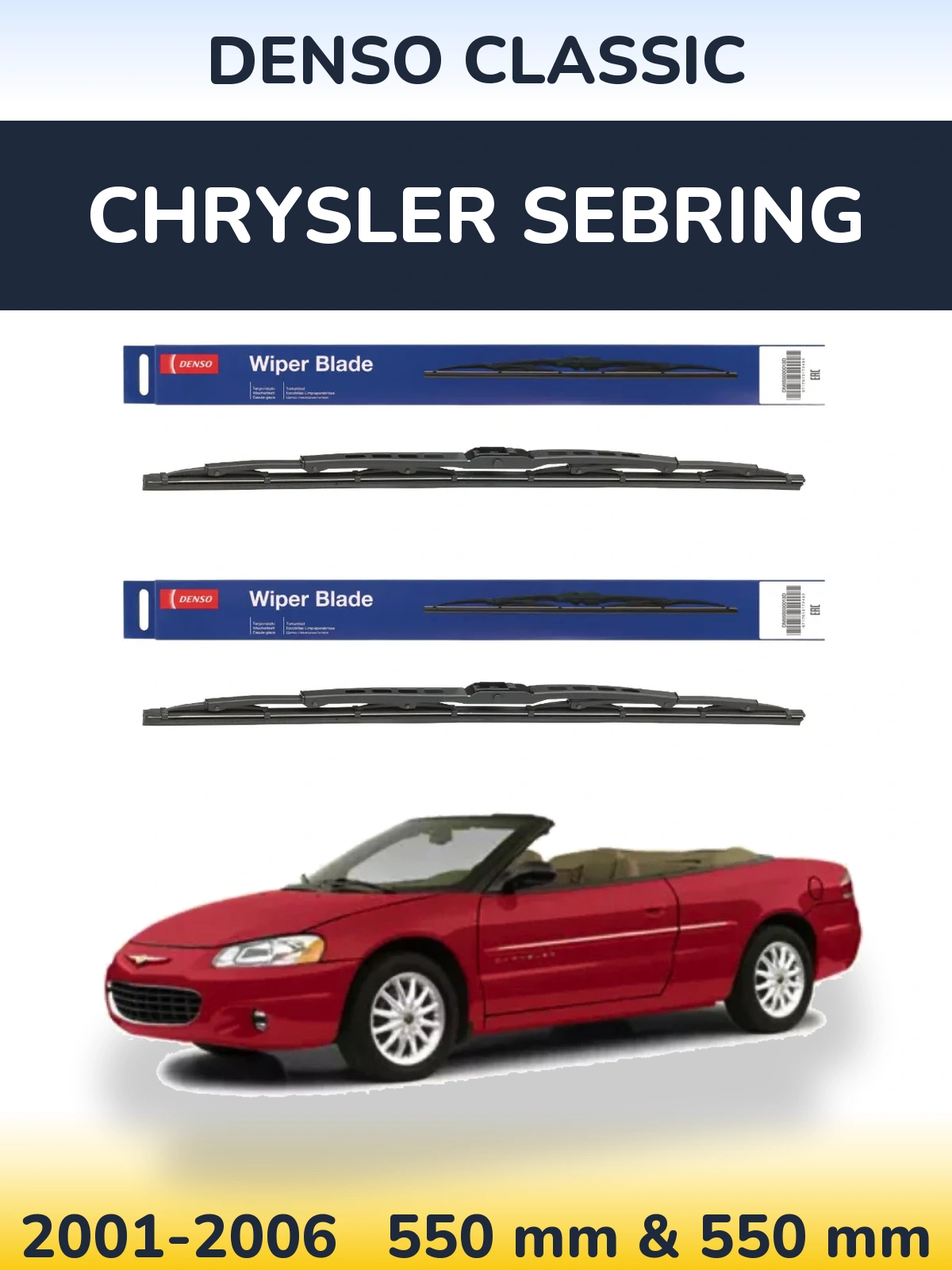 Комплект передних дворников Denso Classic 550 & 550 мм для Chrysler Sebring 2001-2006