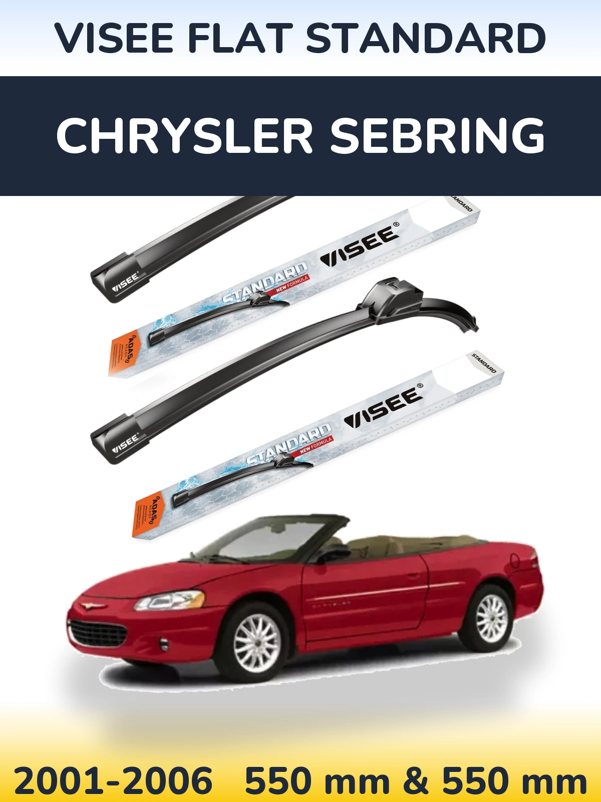 Комплект передних дворников VISEE FLAT STANDARD 550 & 550 мм для Chrysler Sebring 2001-2006