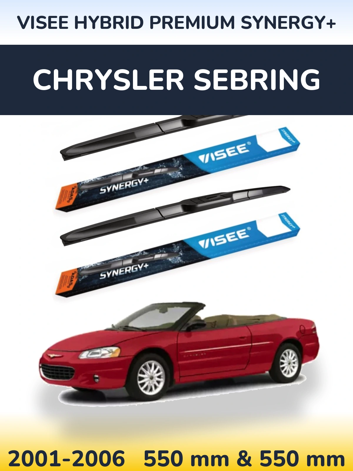 Комплект передних дворников VISEE HYBRID PREMIUM SYNERGY+ 550 & 550 мм для Chrysler Sebring 2001-2006