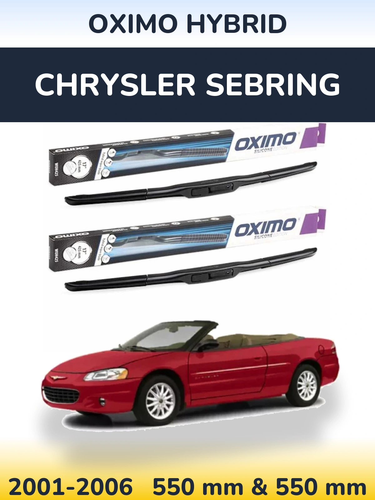 Комплект передних дворников Oximo Hybrid 550 & 550 мм для Chrysler Sebring 2001-2006