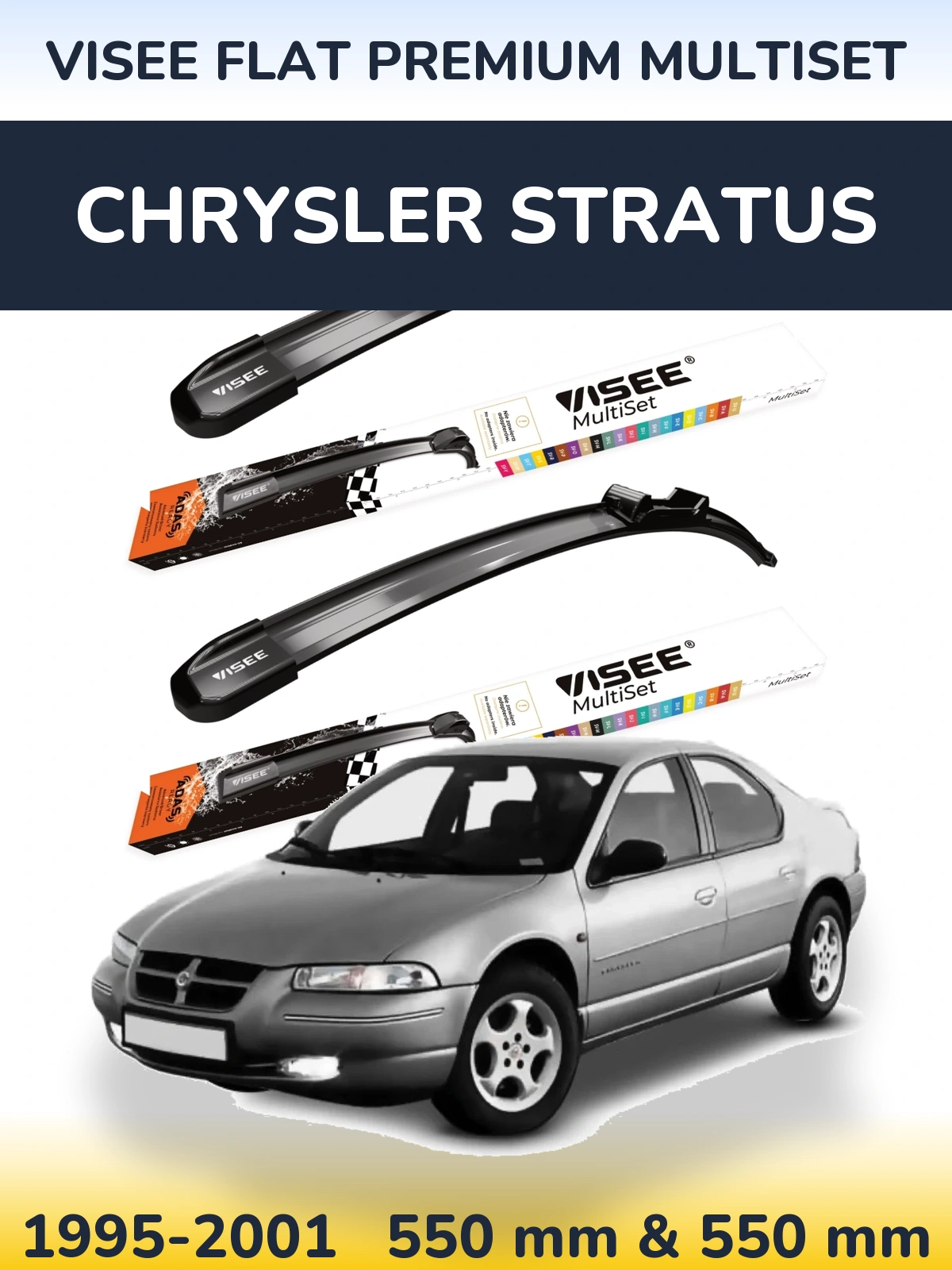Komplet przednich wycieraczek VISEE FLAT PREMIUM MultiSet 550 & 550 mm do Chrysler Stratus 1995-2001