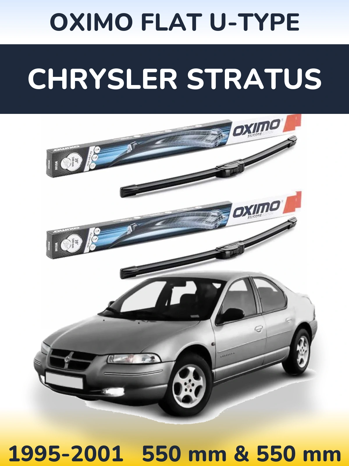 Комплект передних дворников Oximo Flat U-type 550 & 550 мм для Chrysler Stratus 1995-2001