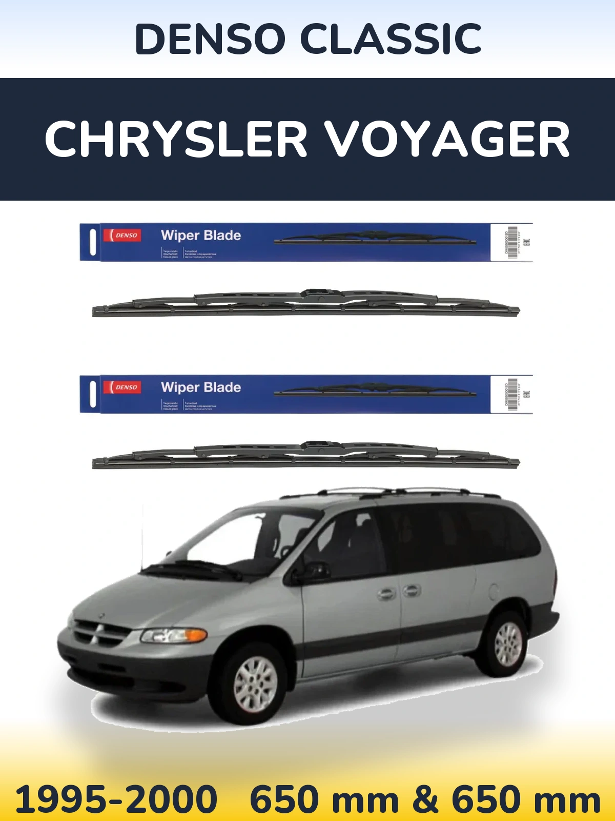 Komplet przednich wycieraczek Denso Classic 650 & 650 mm do Chrysler Voyager 1995-2000