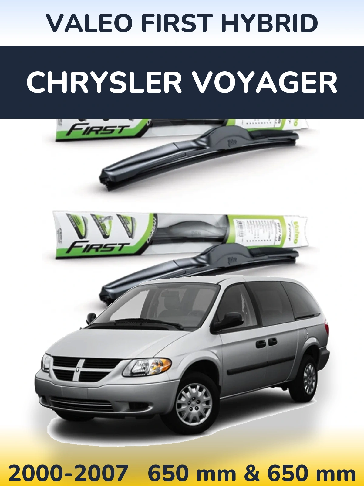 Комплект передних дворников Valeo First Hybrid 650 & 650 мм для Chrysler Voyager 2000-2007