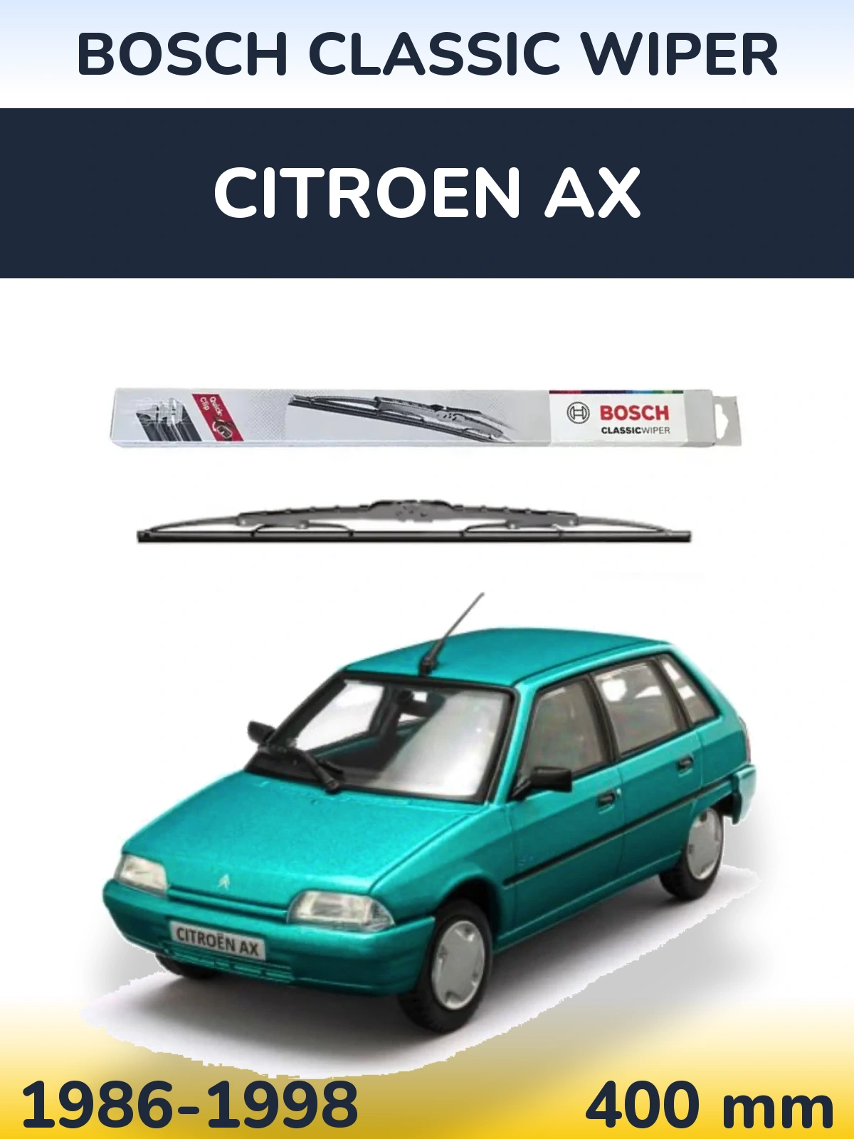 Rear wiper blade BOSCH Classic Wiper 400 mm for Citroen AX 1986-1998