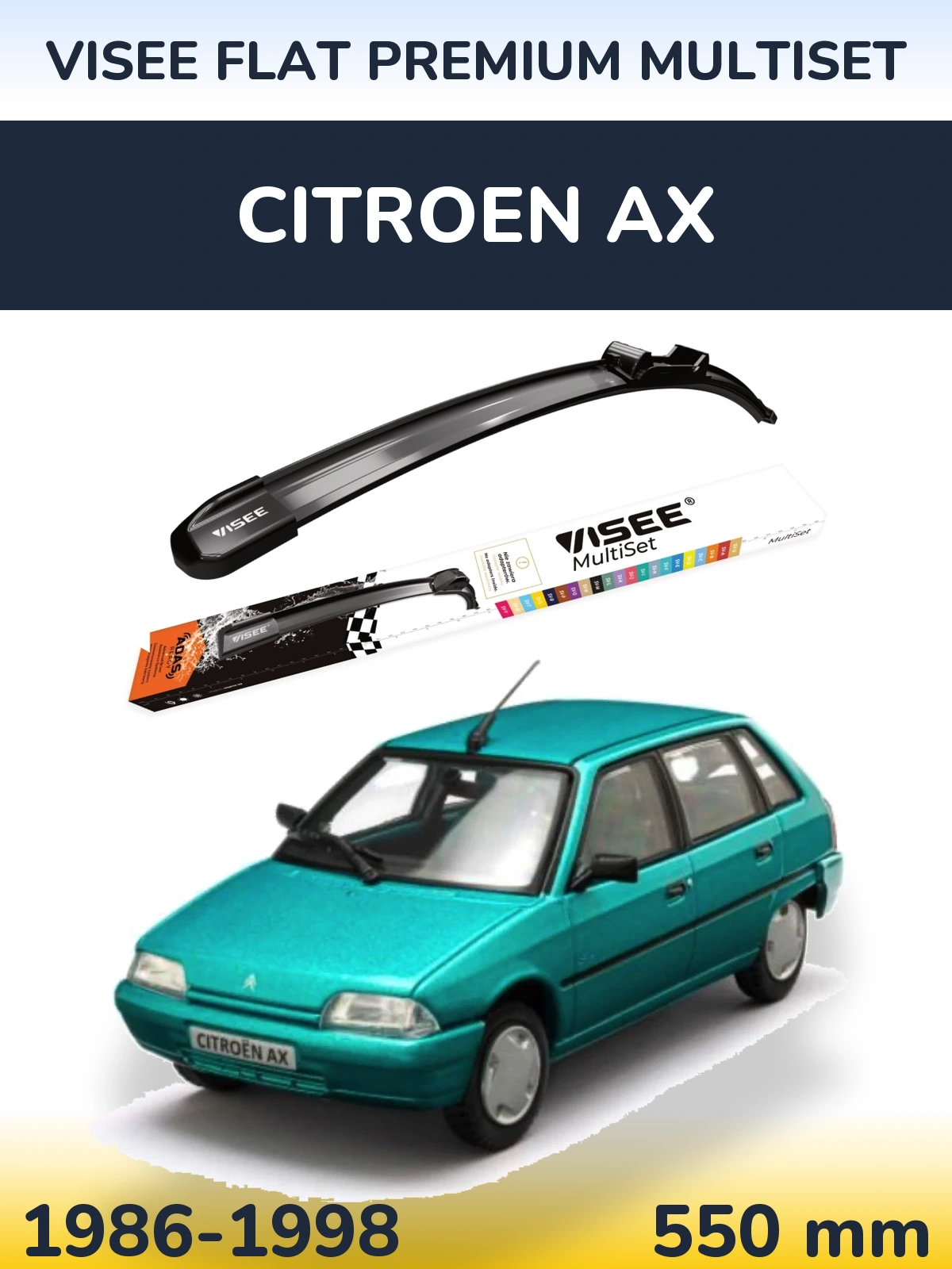 Przednia wycieraczka VISEE FLAT PREMIUM MultiSet 550 mm do Citroen AX 1986-1998