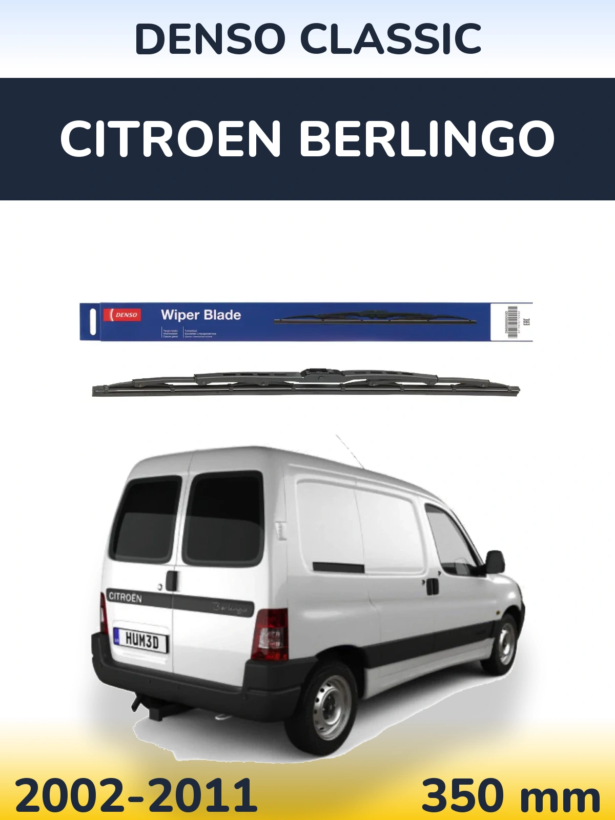 Rear wiper blade Denso Classic 350 mm for Citroen Berlingo 2002-2011