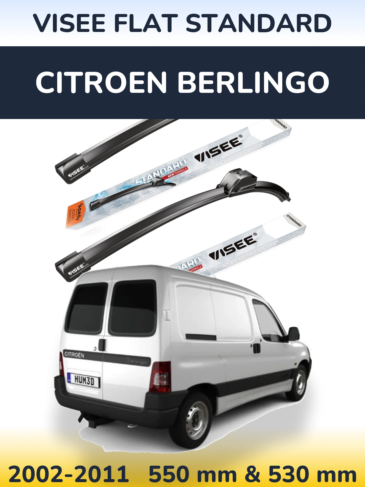 Komplet przednich wycieraczek VISEE FLAT STANDARD 550 & 530 mm do Citroen Berlingo 2002-2011
