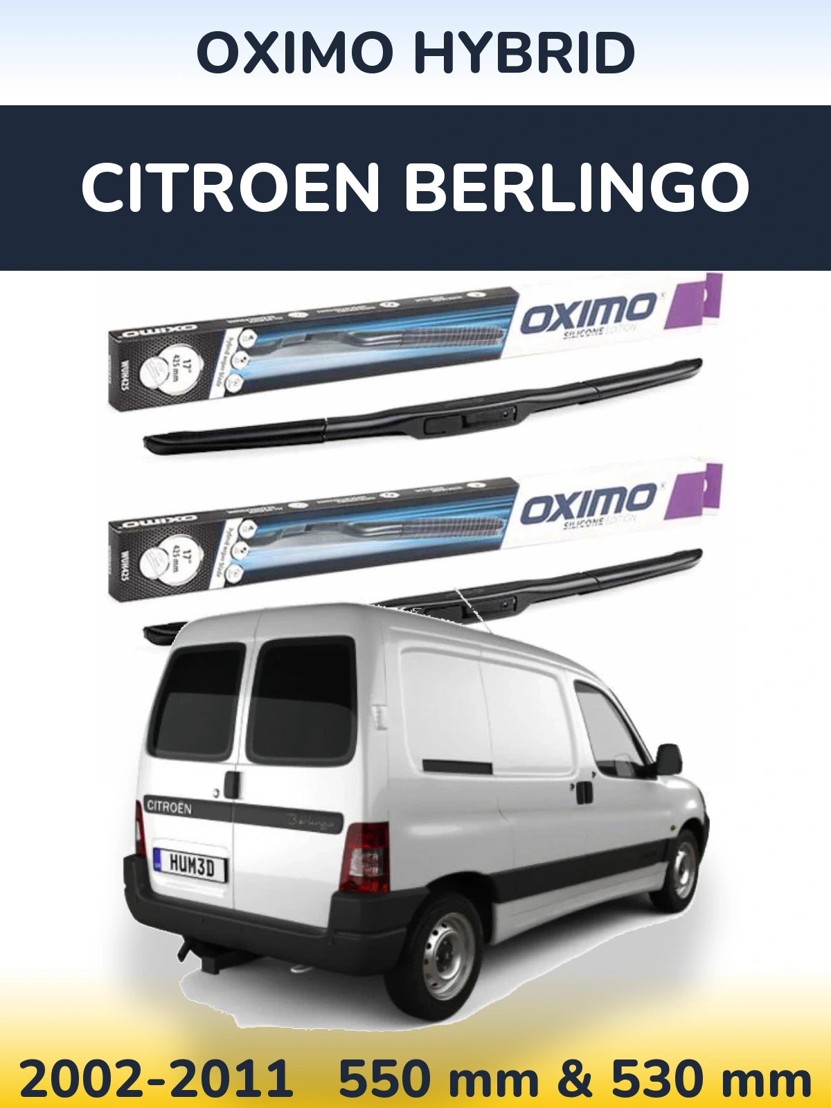 Komplet przednich wycieraczek Oximo Hybrid 550 & 530 mm do Citroen Berlingo 2002-2011