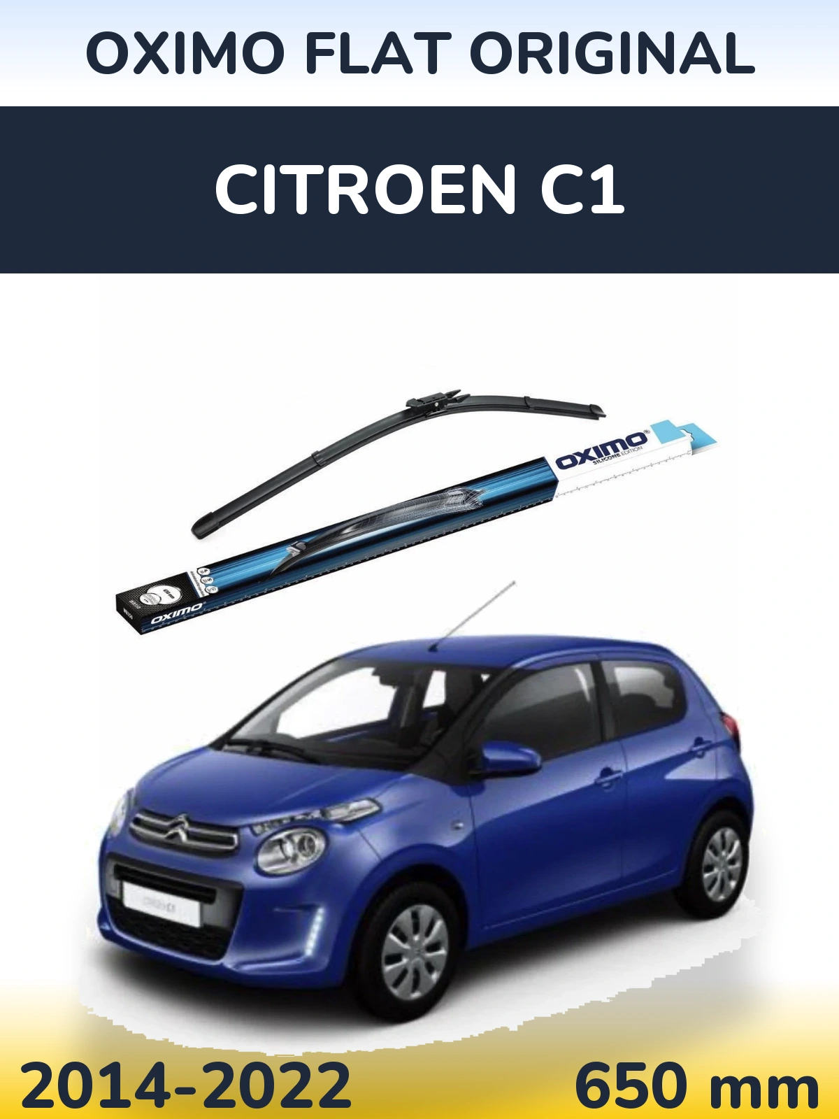 Передний дворник Oximo Flat Original 650 мм для Citroen C1 2014-2022